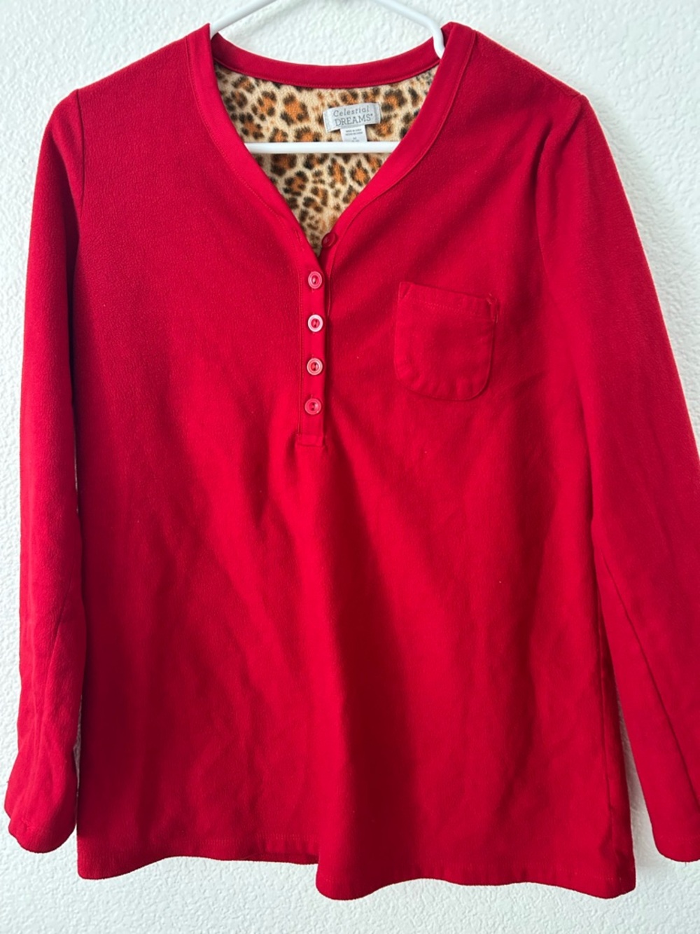Red Top with Leopard Liner
